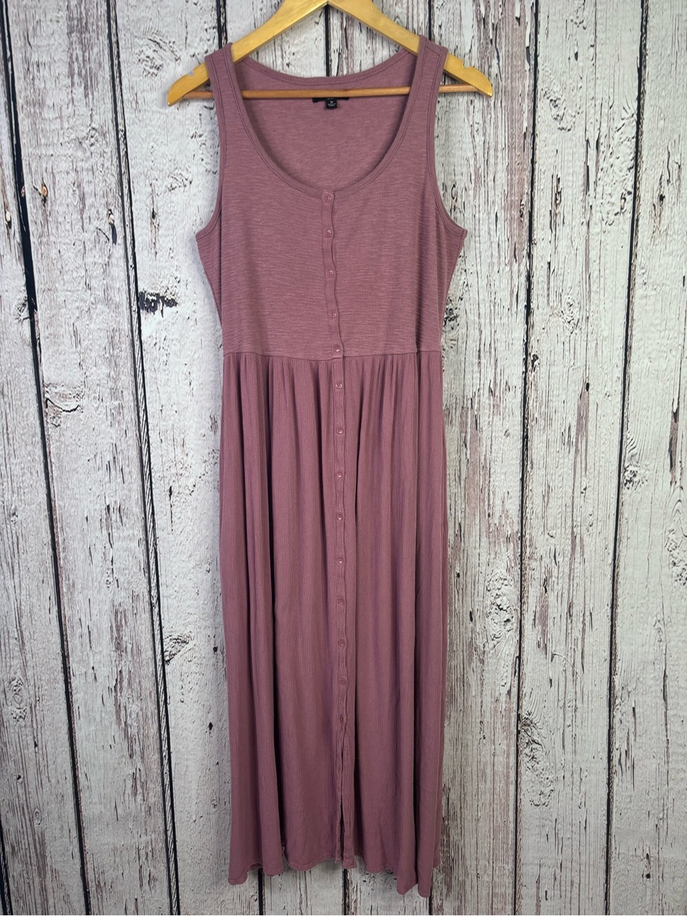 FRYE Button Front Midi Dress ~ Medium ~ Mauve | Sleeveless **Flaw ~ Hole! Look**